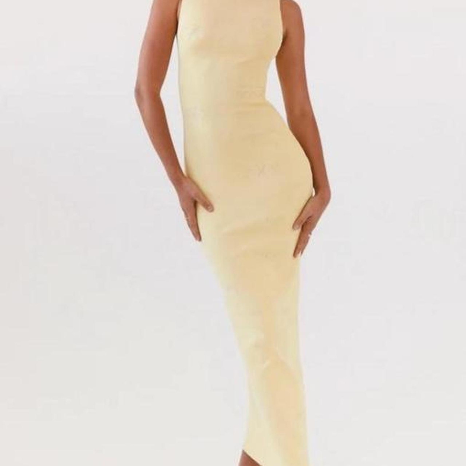 Peppermayo Holly Knit Maxi Dress In Yellow. Size Medium/Large